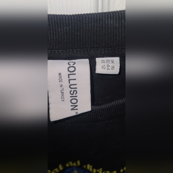 collusion oversized graphic tee charcoal size 12 - Picture 2 of 2